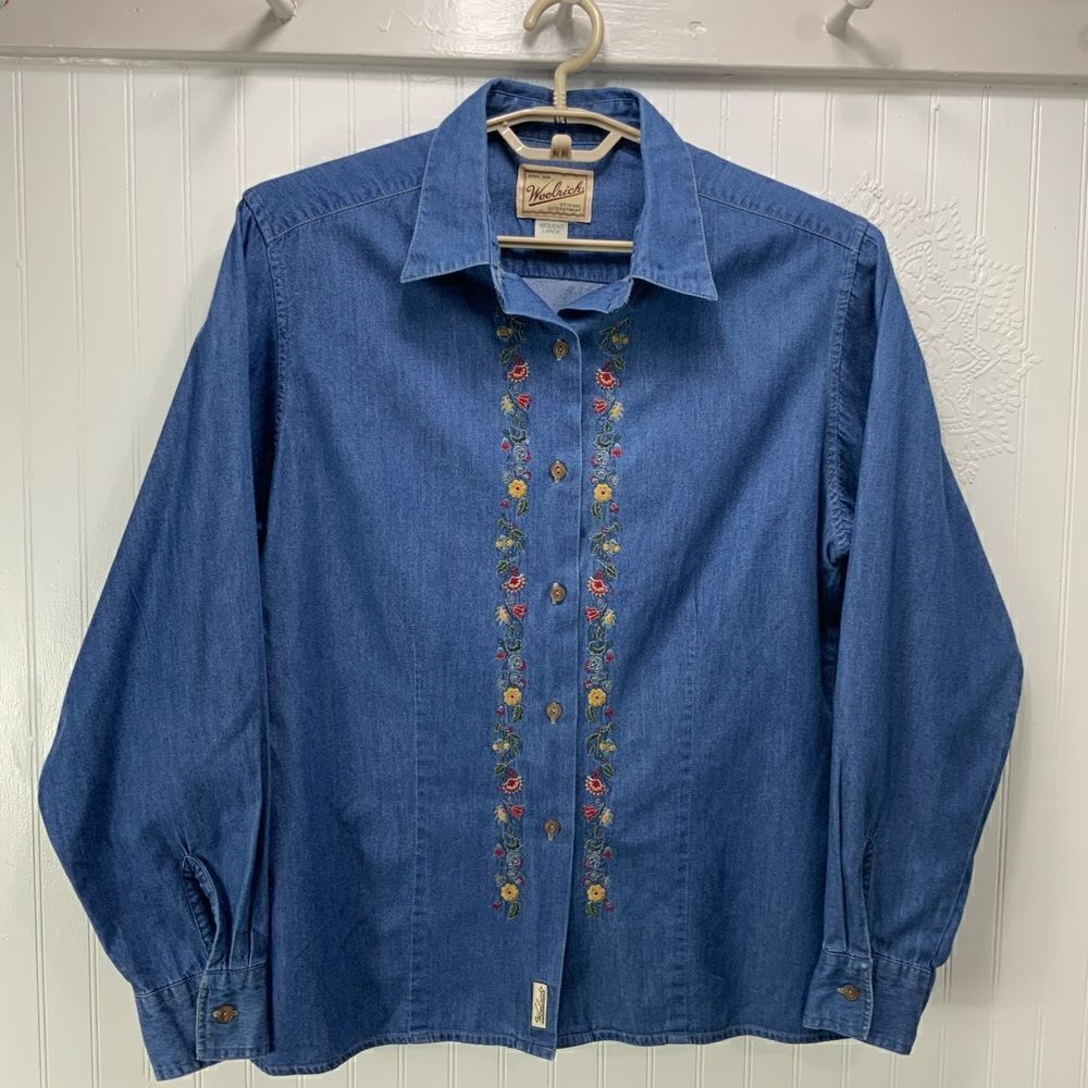 WOOLRICH embroidered long sleeve shirt